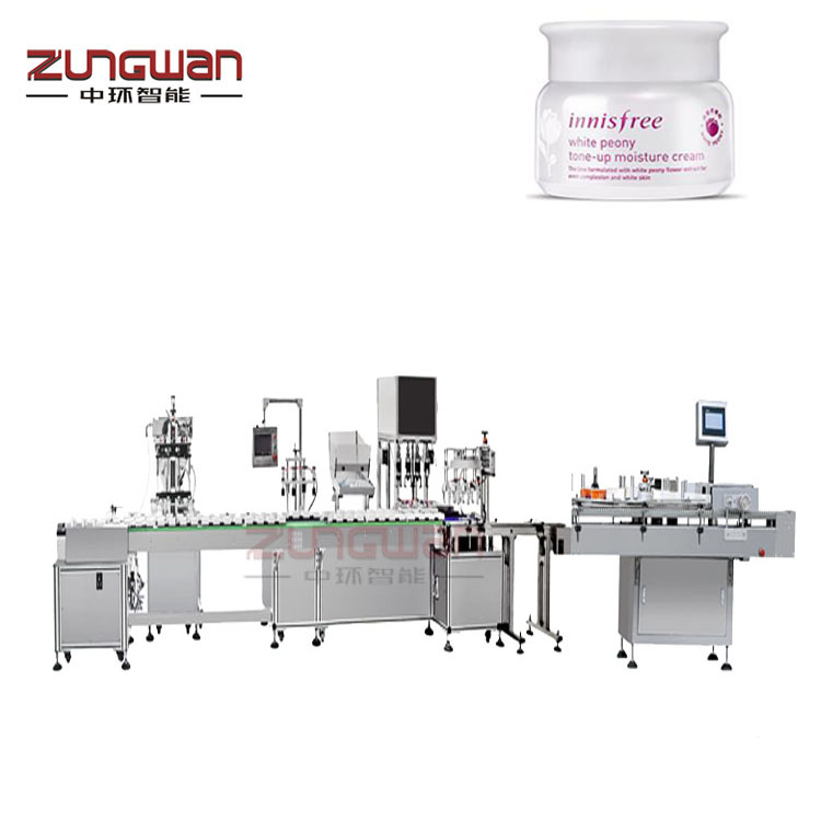膏體灌裝機價格，福建水乳充填機，乳膏灌裝旋蓋貼標機流水線
